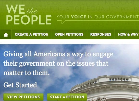 White House Petitions Page Continues to be A Bad Joke